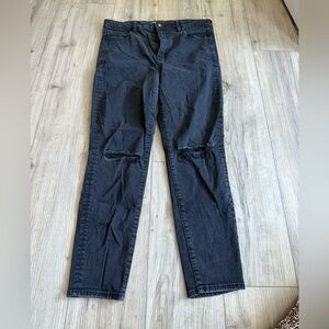 American Eagle Outfitters High Rise Women's Black Distressed Jeggings Sz 14short